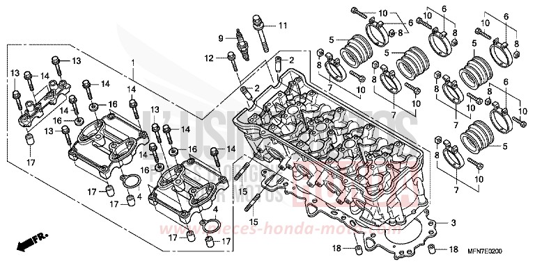 ZYLINDERKOPF von CB1000R ABS PEARL COOL WHITE (NHA16) von 2009